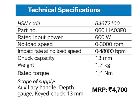 BOSCH IMPACT DRILL GSB 600 PROFESSIONAL