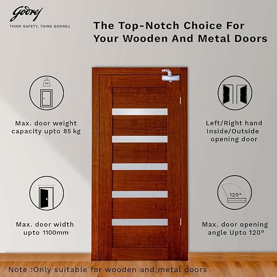 Godrej Hercules Door Closer | No Oil Leakage Guaranteed |(Silver Finish)
