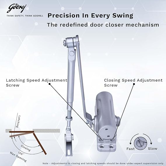 Godrej Hercules Door Closer | No Oil Leakage Guaranteed |(Silver Finish)