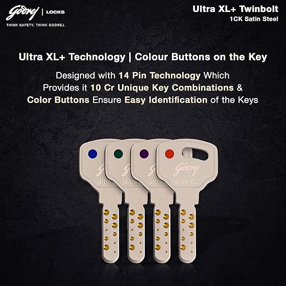Godrej Rim Lock I Twinbolt XL+ I 1CK Latchbolt (INSIDE OPENING)