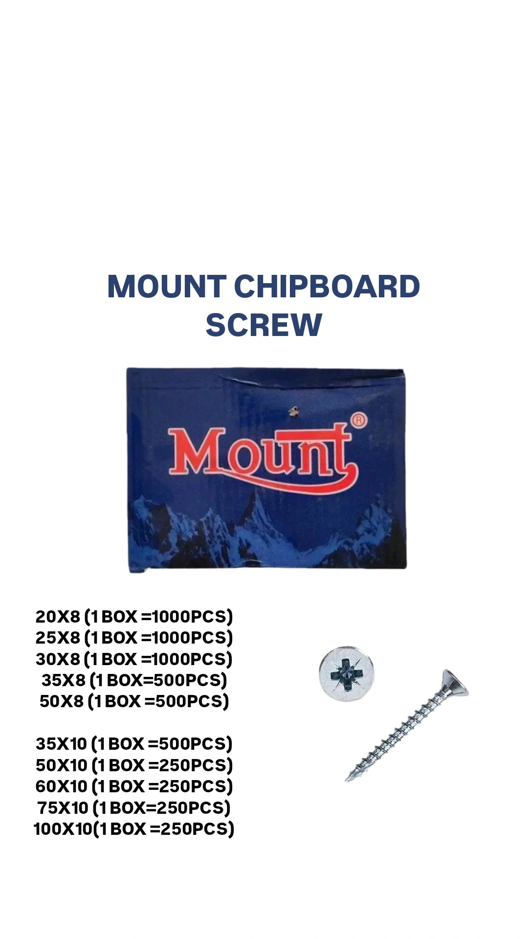 MOUNT CHIPBOARD SCREW (PKT)