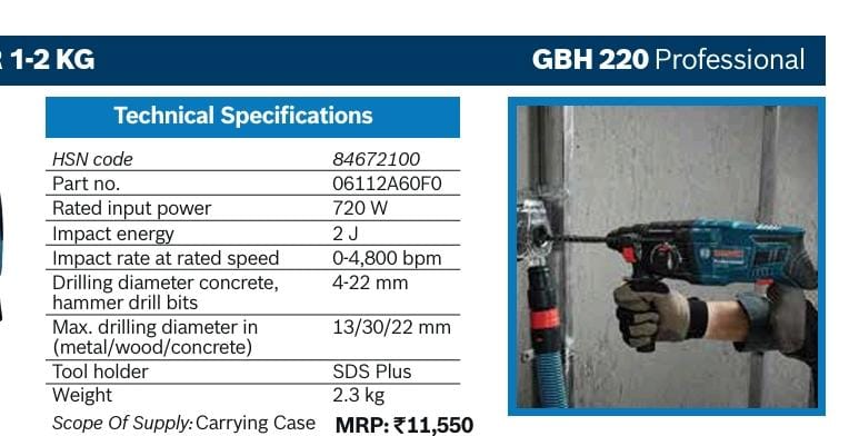 BOSCH GBH 220 Professional (HAMMER MACHINE 22mm)
