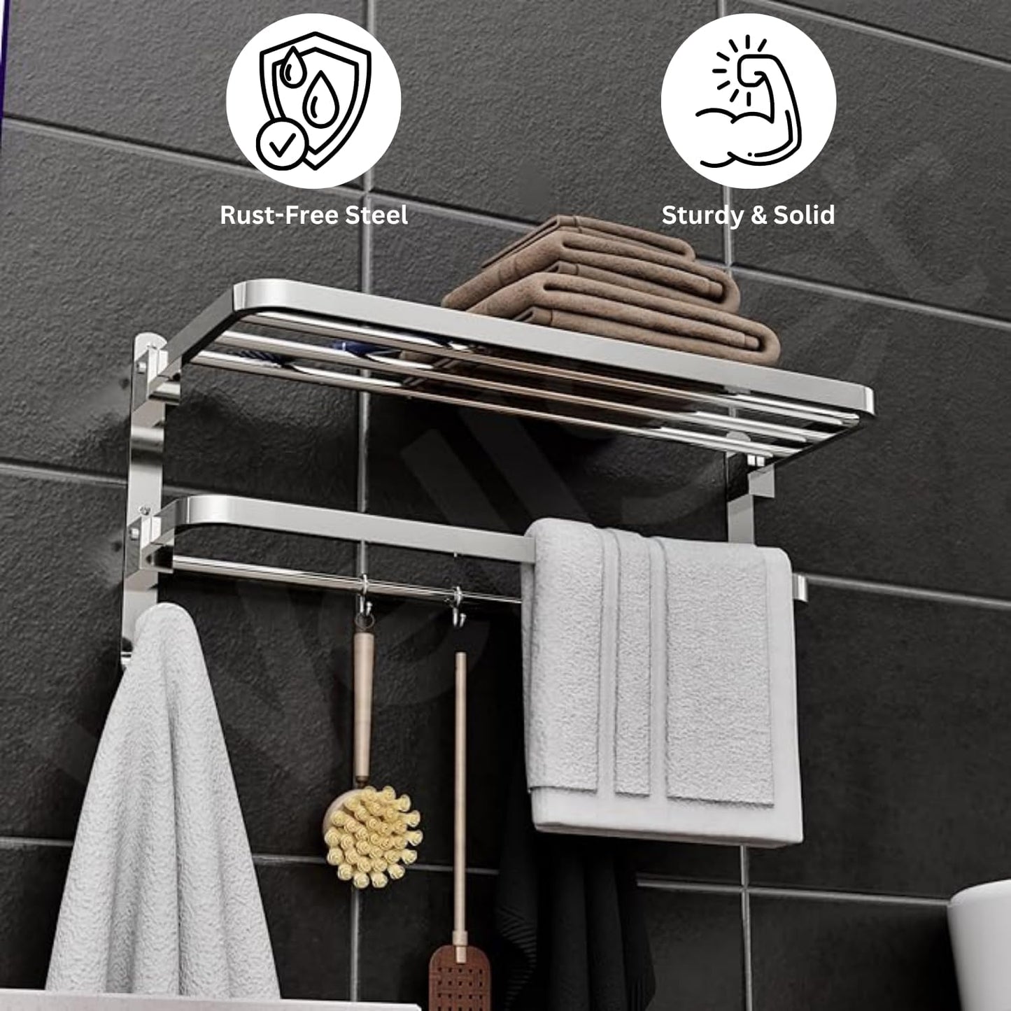 FOLDABLE TOWEL RACK 24" (STAINLESS STEEL)
