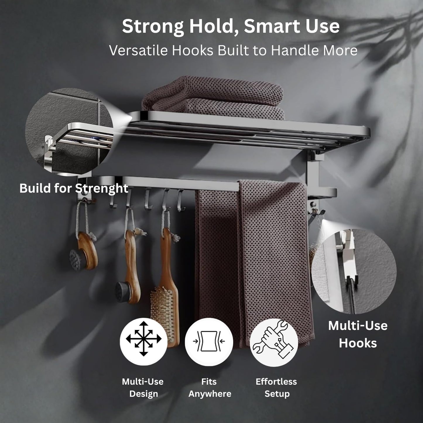 FOLDABLE TOWEL RACK 24" (STAINLESS STEEL)